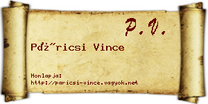 Páricsi Vince névjegykártya