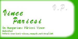 vince paricsi business card